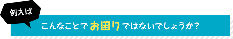 例えばこんなことでお困りではないでしょうか？