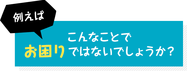 例えばこんなことでお困りではないでしょうか？